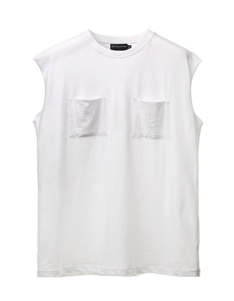 White Dual Pocket Sleeveless Tee – KNYEW
