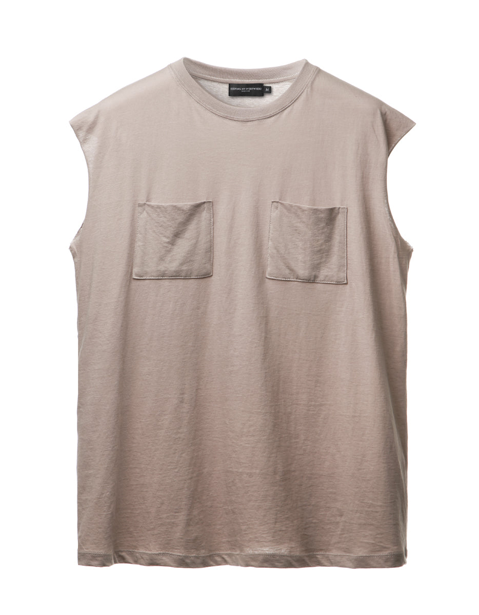 Mushroom Dual Pocket Sleeveless Tee