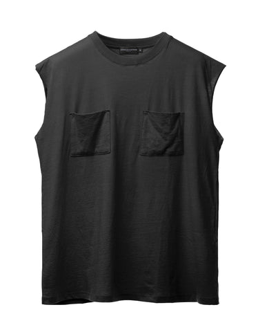 Black Dual Pocket Sleeveless Tee